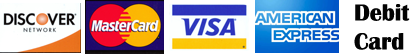 master Card, Visa, Discover, Debit, American Express